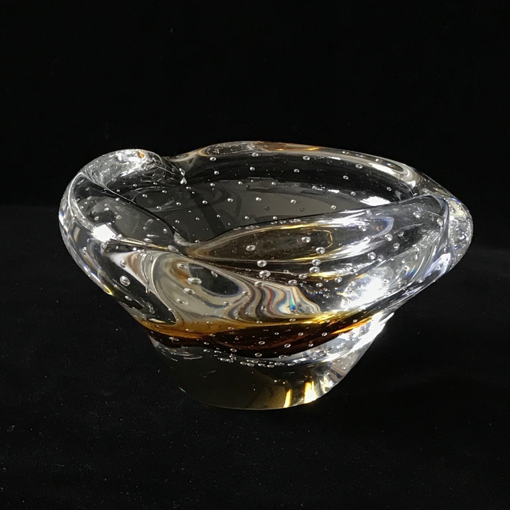 Vase Bowl Glass Trapped Controlled Bubbles Poland